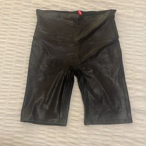 Spanx faux leather black biker shorts